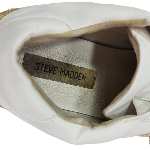 Steve‎ Madden Womens Espadrille Sneakers sz 7 Dasher White Beige Slip On Low Top - Picture 10 of 12